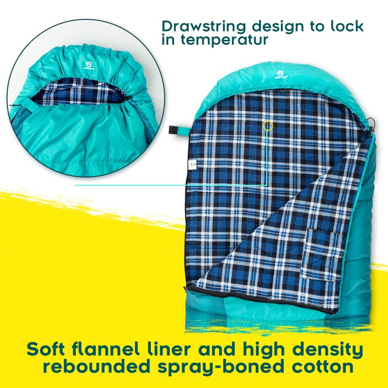 Bessport Sleeping Bag Winter | Flannel Lined 18â„‰ - 32â„‰ Extreme 3-4 Season Warm & Cool Weather Adult Sleeping Bags Large | Lightweight, Waterproof for Camping, Backpacking, Hiking - Image 3